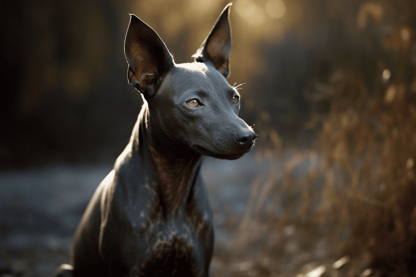 High-quality image of a black whippet dog with striking ears and focused gaze, ideal for pet and dog lover content.