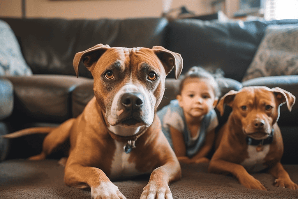 Adorable dog with child indoors, friendly pets, family pet care, dog lifestyle, happy dog moments.