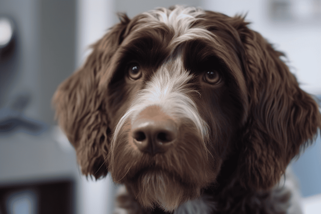 Adorable brown and white puppy with soulful eyes, perfect for dog lovers on Dogfix.com.