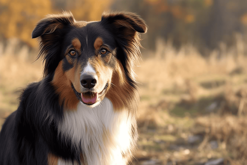 Australian Shepherd dog, friendly, outdoor, HD portrait.