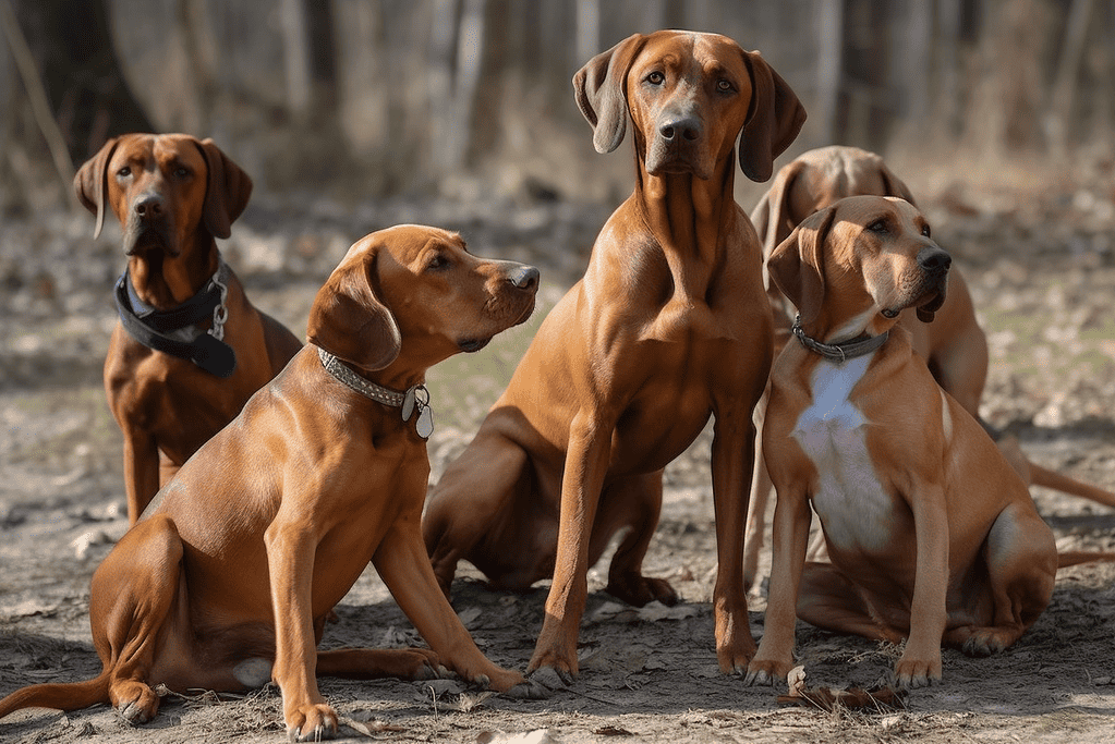 Adorable Rhodesian Ridgeback dogs together.