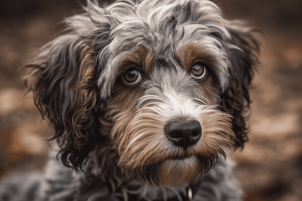 Cute dog with curly fur, engaging in outdoor activity, ideal image for dog grooming and pet health tips.