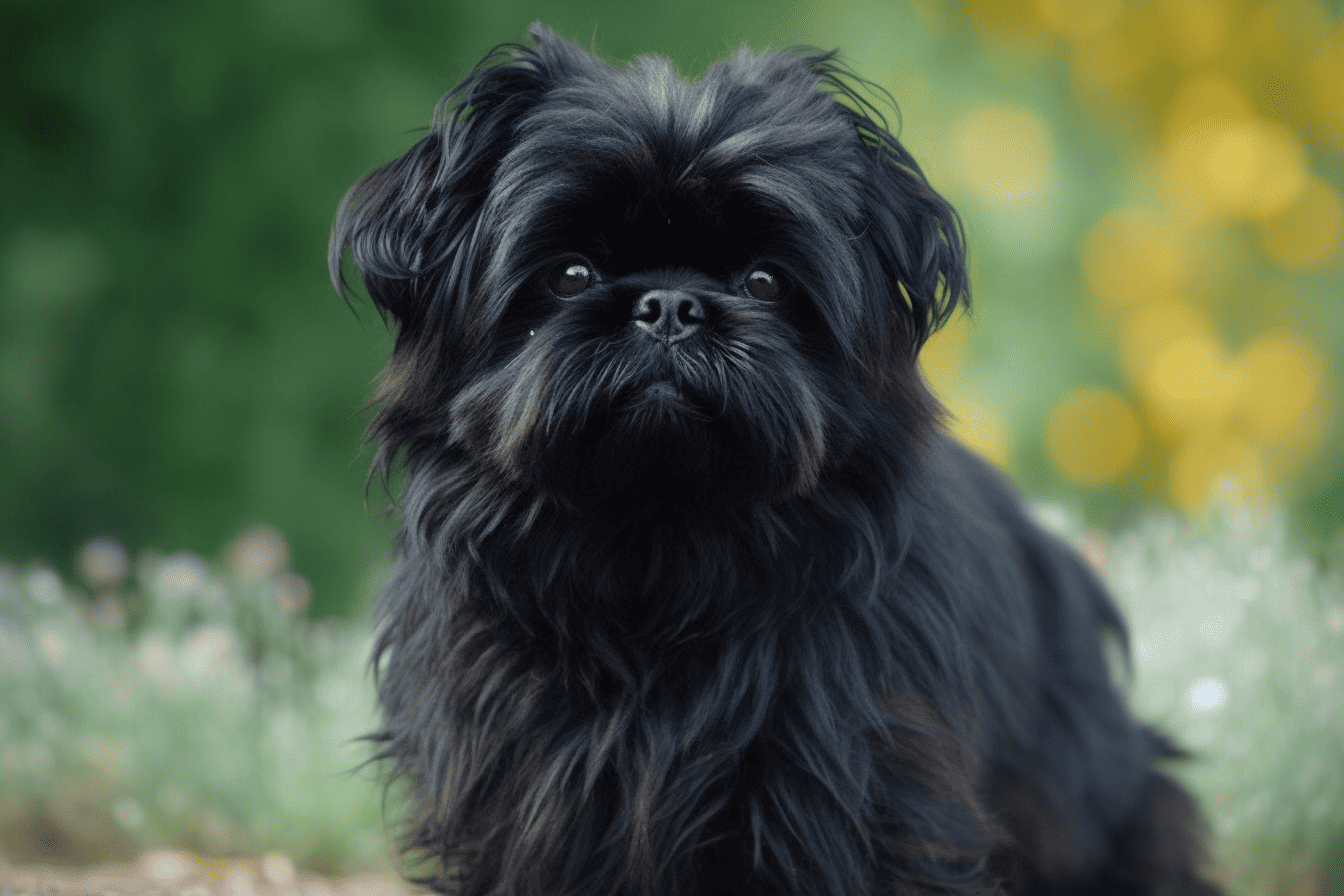 Cute small black dog in natural setting.