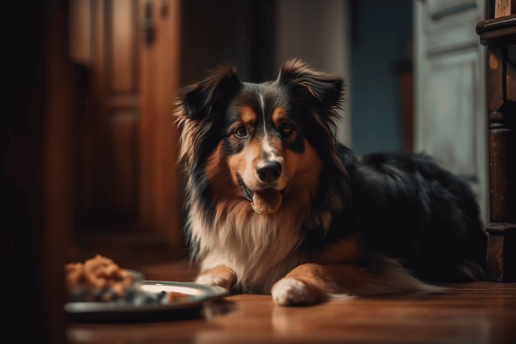 Dog pet care with nutritious dog food.