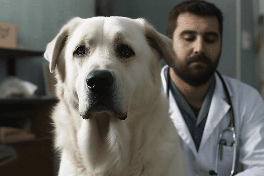 Dog health checkup for large breed dog.