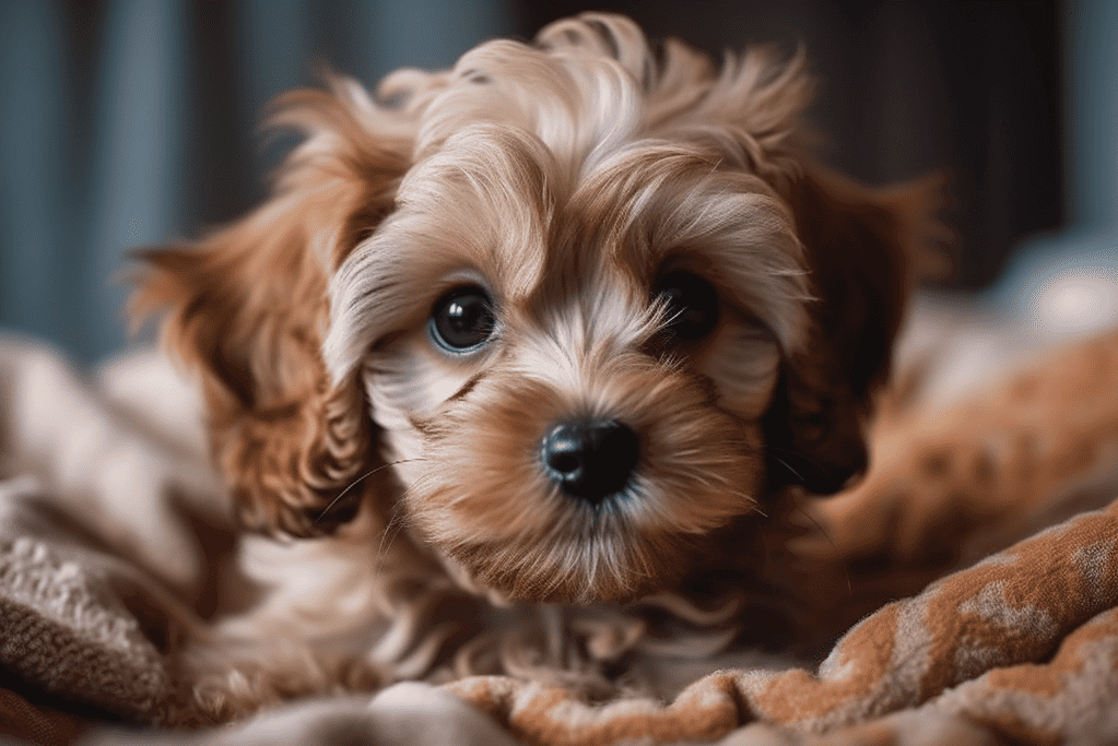 Cute puppy with large eyes and soft fur, perfect for pet care and dog lovers searching for adorable dog images.