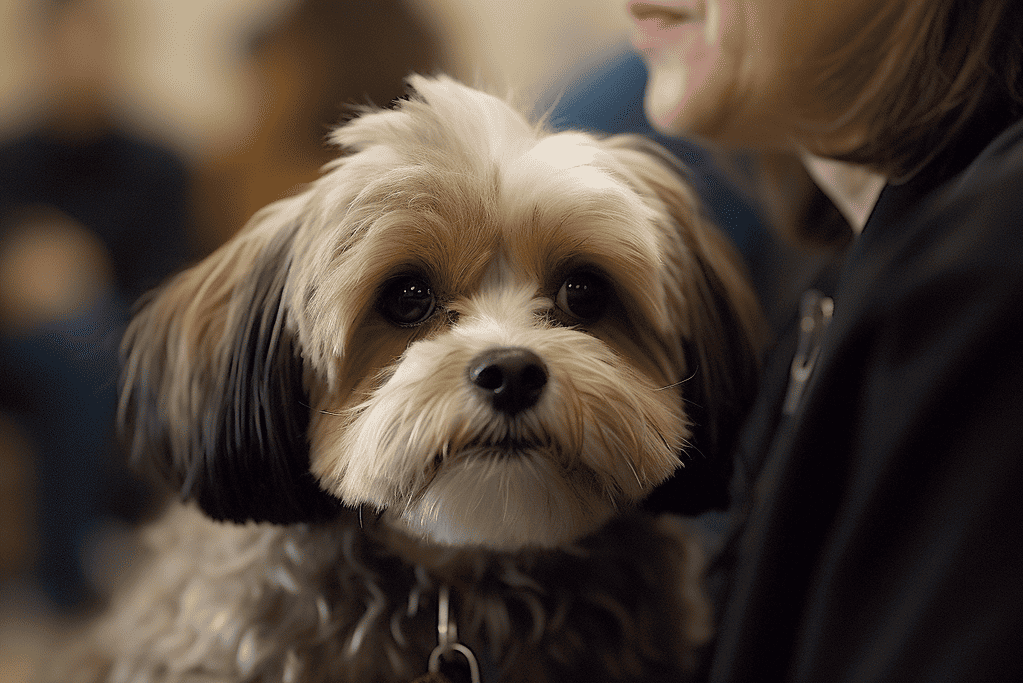 Adorable dog cuddling with owner, showcasing pet care and companionship.
