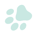 A cute dog paw print icon representing pet care and grooming services.