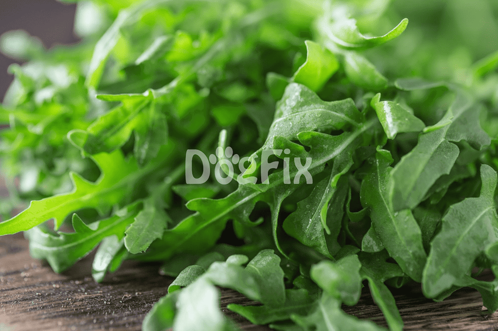 Vibrant arugula leaves providing essential nutrients for dogs on a healthy diet, perfect for digestive health.