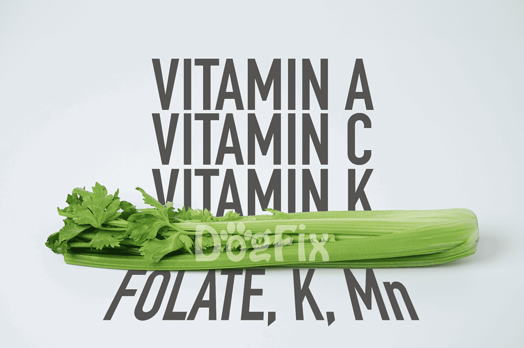 Fresh celery and parsley for dog health and nutrition.