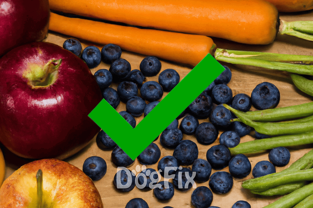 Healthy fresh blueberries and vegetables ideal for nutritious dog snacks and pet health.