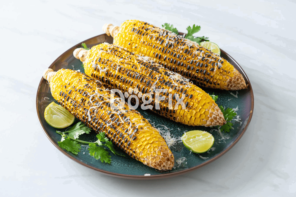 Delicious grilled corn on the cob with charred marks, lime wedges, and fresh cilantro for a flavorful dish.