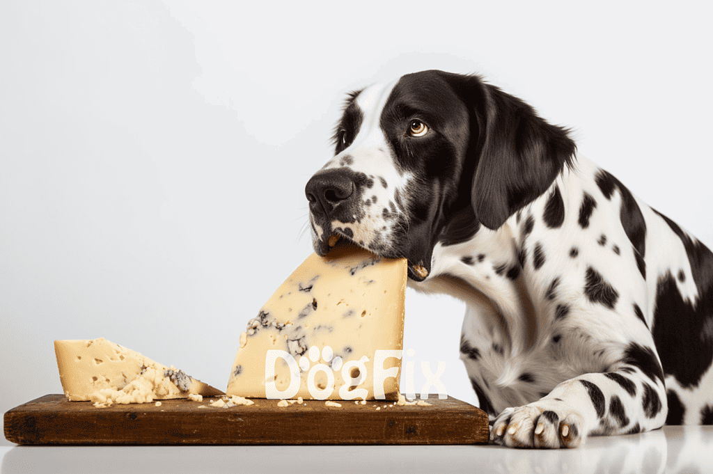 Dog chewing cheese, healthy dog treats, cheese and dog food, dog nutrition, dog snack.