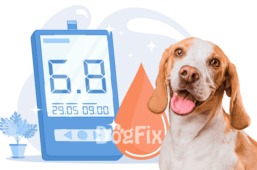 Dog sitting beside digital pet timer, pet care scheduling, dog health, and wellness reminders.