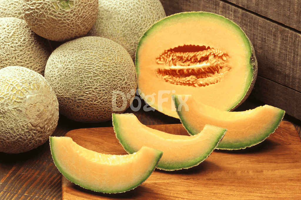 Sweet and juicy cantaloupe melon, peeled and sliced for healthy snacks.