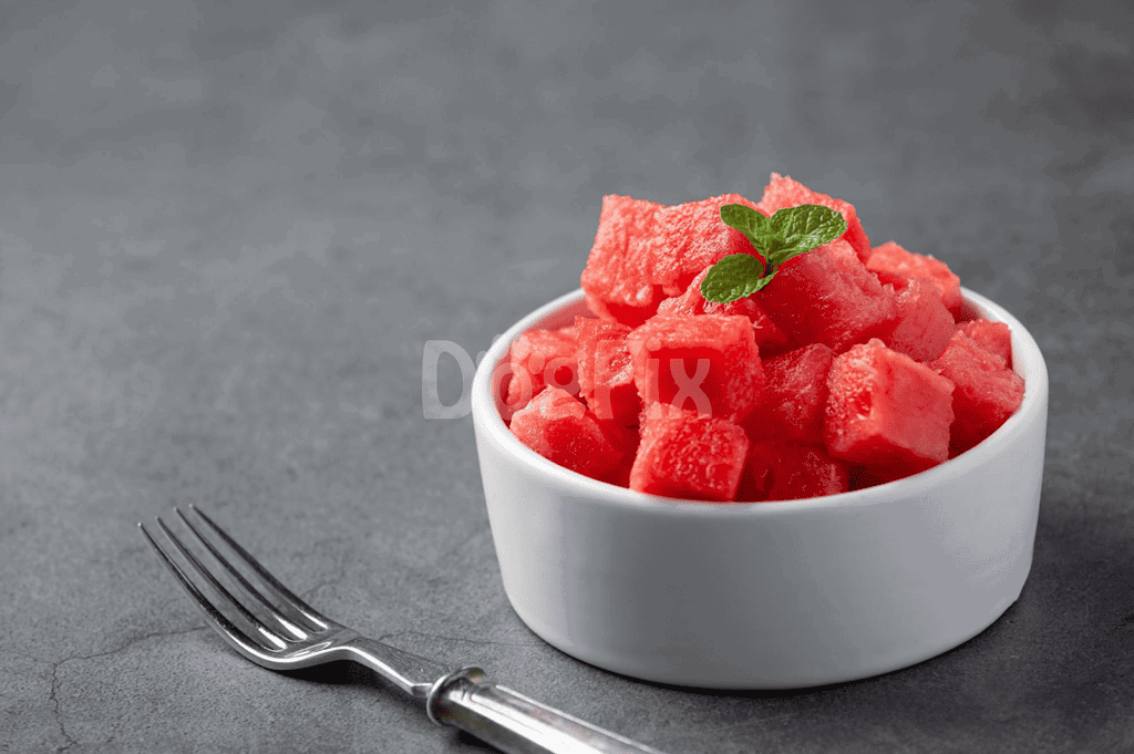 Fresh watermelon prepared for dogs, a healthy treat for summer.