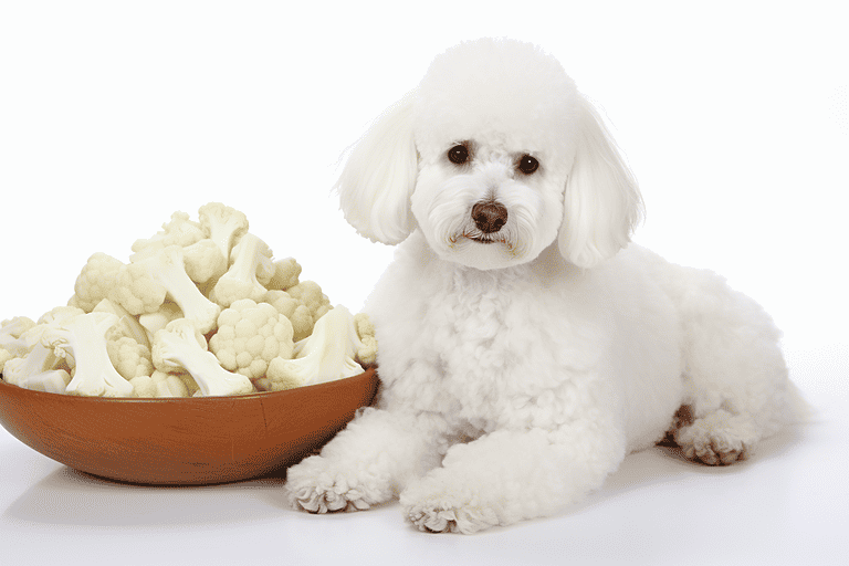 Dog with cauliflower and bones.
