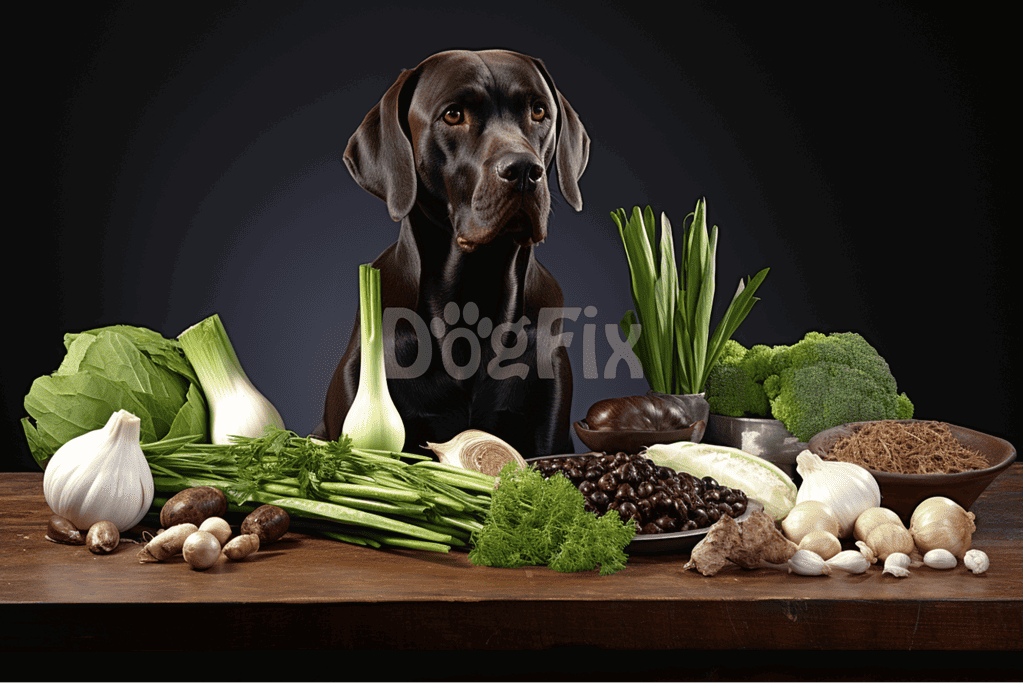 Dog-friendly vegetables and herbs for healthy canine nutrition.