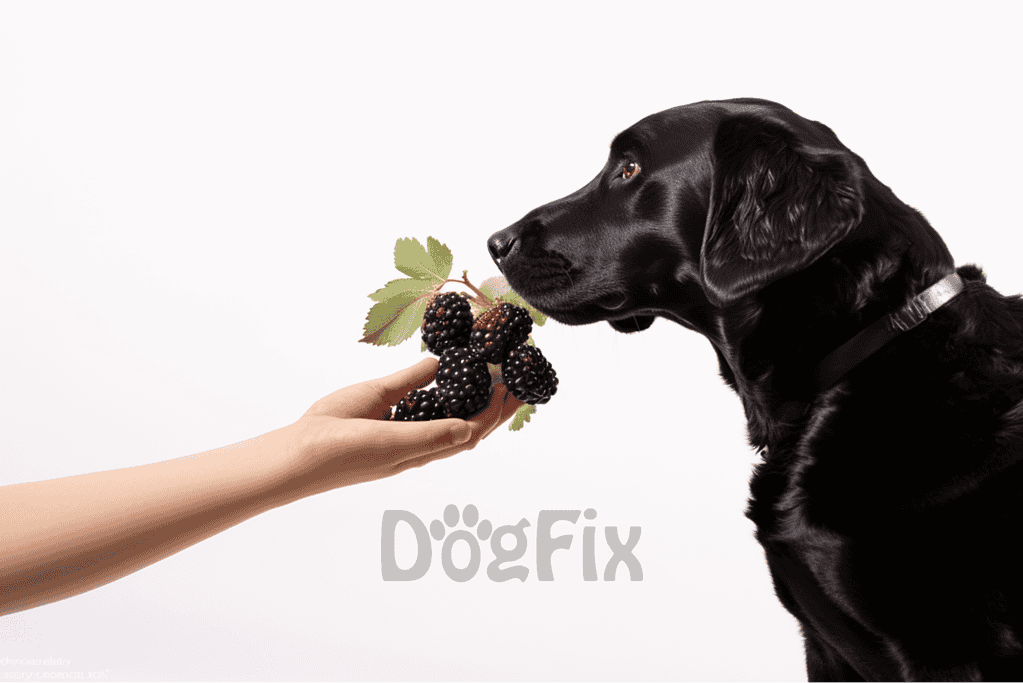 Dog and blackberries, healthy dog diet concept, organic food for dogs, Pet wellness, dog nutrition, honeysuckle berries, natural dog treats.