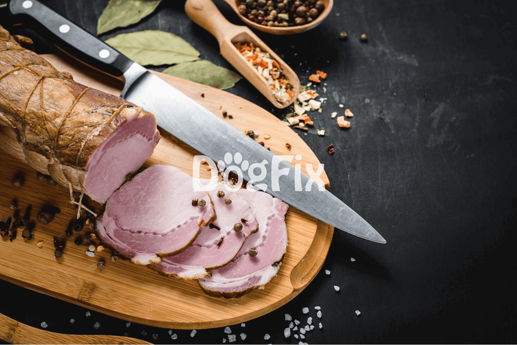 Tender ham prepared for dog-friendly meals with quality ingredients.