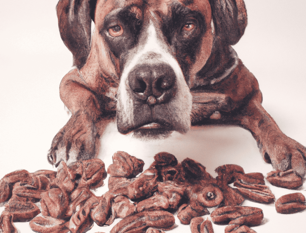 Close-up of a dog with treats in front of it, healthy snacks for dogs.