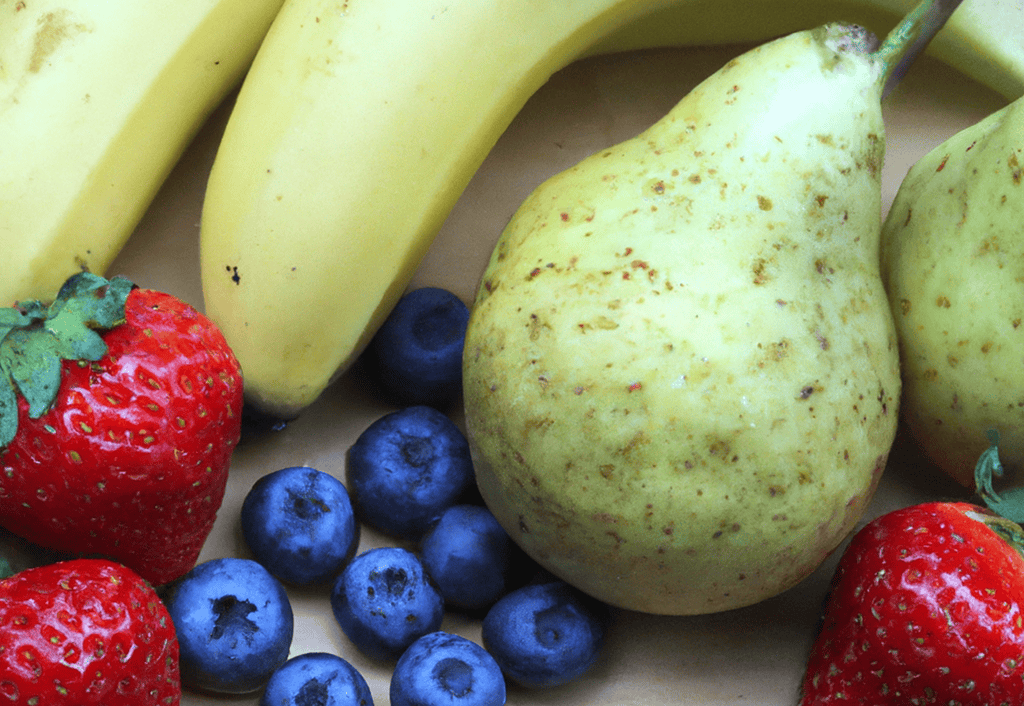Bright berries and pears ideal for nutritious dog snacks and pet health.