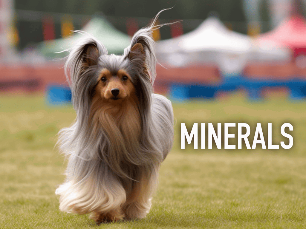 Dogs minerals health supplement, essential mineral nutrients for furry friends.