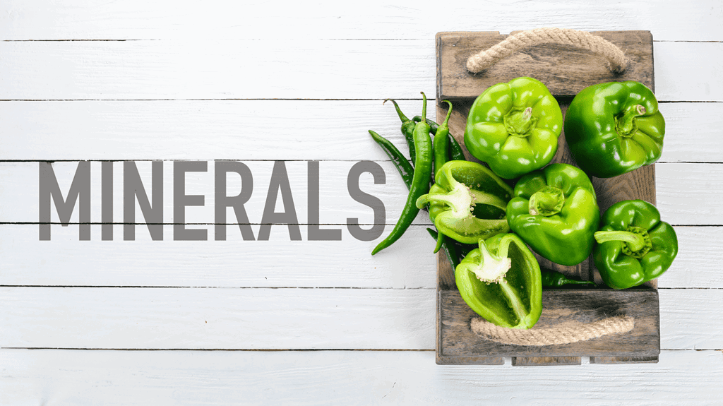 Fresh green peppers and chili peppers on wooden tray for dog nutrition.