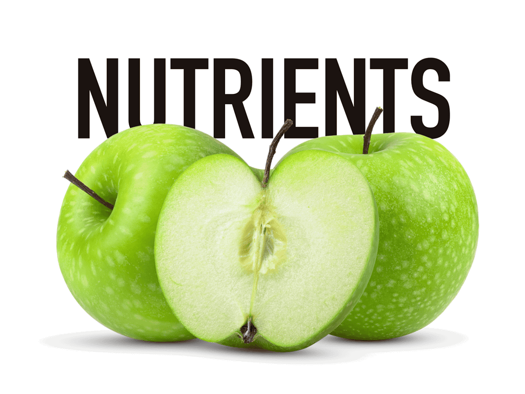 Bright green apple with a sliced half showing juicy interior, highlighting healthy nutrients for dogs.