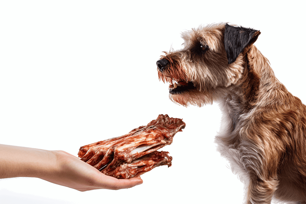 Dog treat giving, healthy dog snack, dog chew, dog training treat.