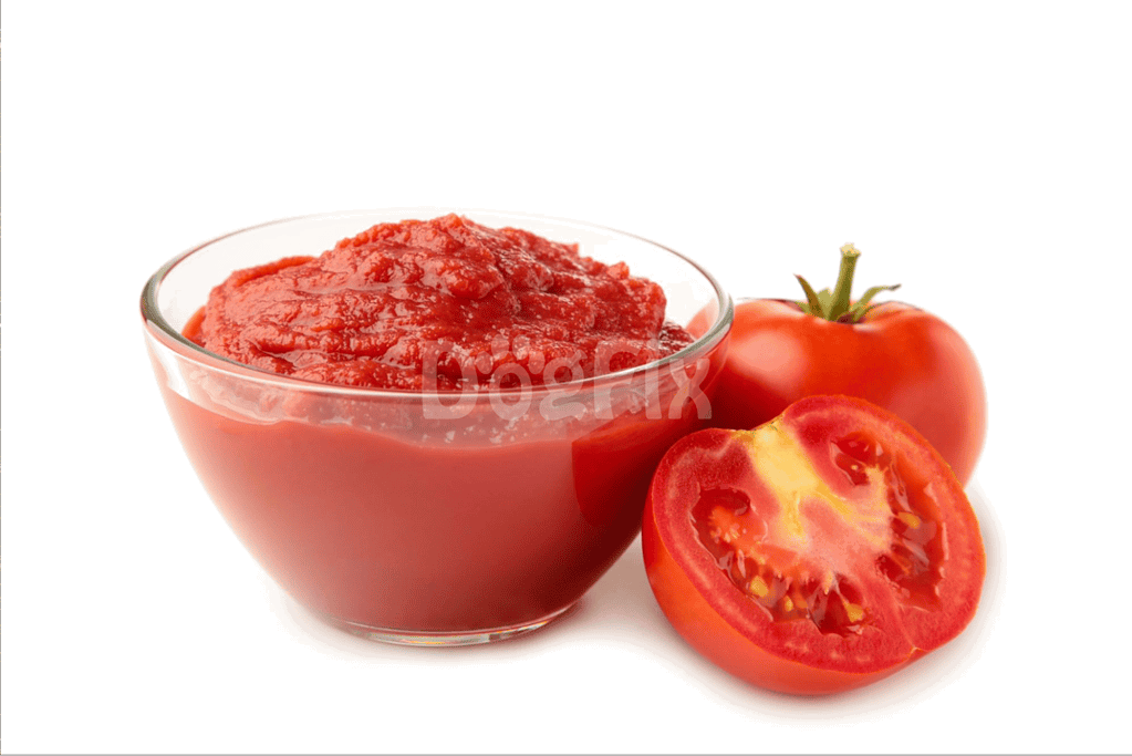 Delicious tomato puree and fresh tomatoes, ideal for healthy dog and cat meals, available at Dogfix.com.