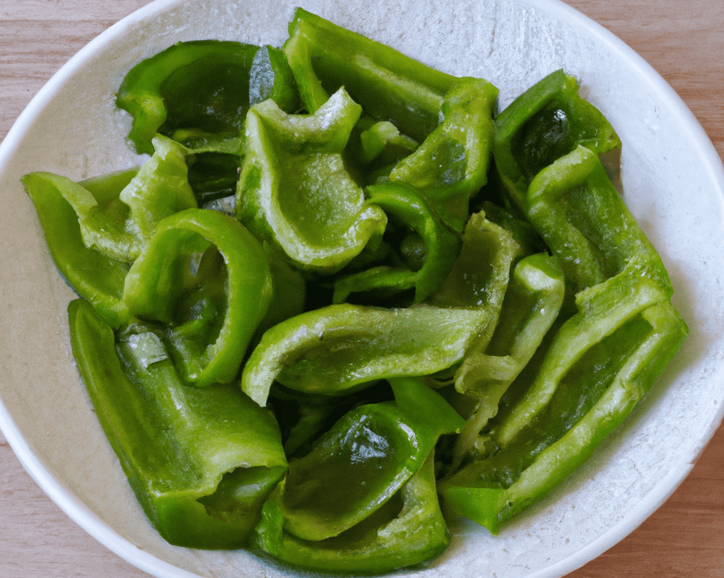 Vibrant green bell peppers sliced for nutritious dog treats and healthy snacks.