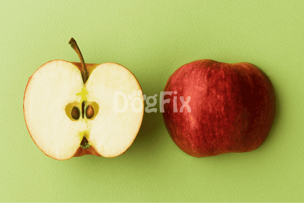 Fresh red apple and apple half showing seeds, perfect healthy snack.