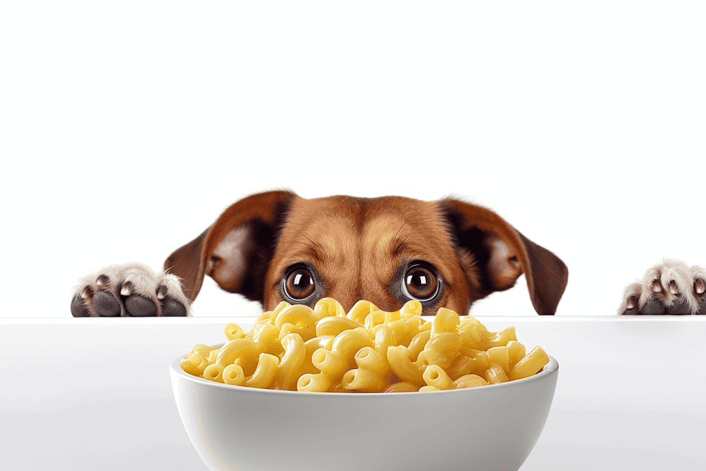 Dog holding cheese on a white background, natural dog treat, cheese for dog health.