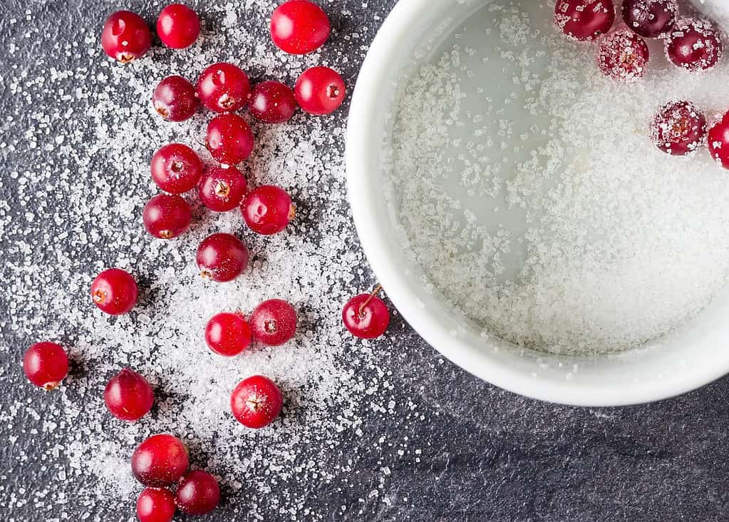Cranberries and sugar, perfect for holiday recipes and desserts.