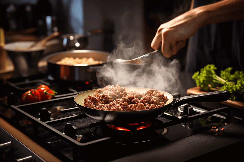 What is the proper way to cook ground beef for dogs