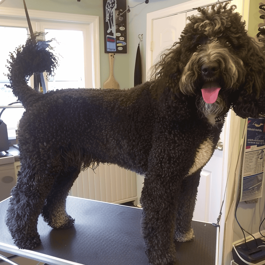 Happy dog after grooming session.