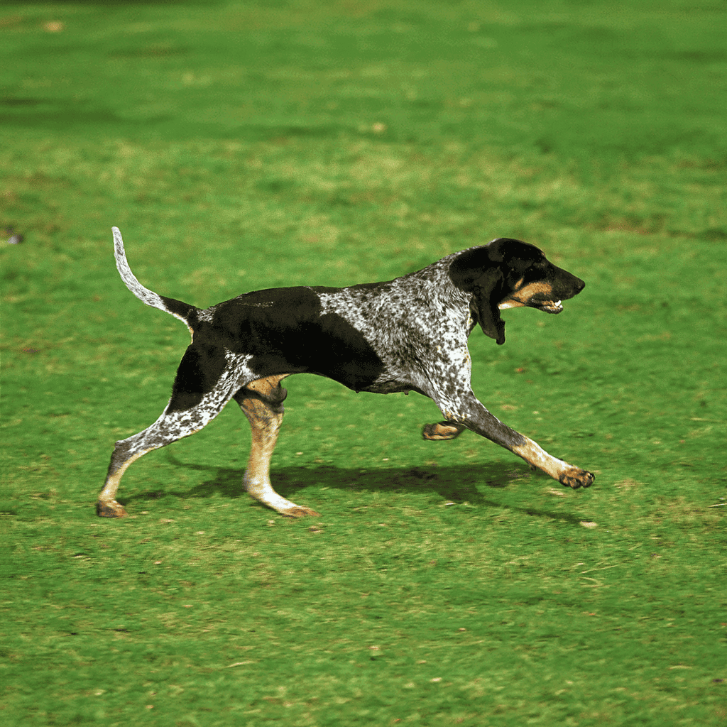 Energetic dog running outdoors on lush grass, showcasing active and healthy lifestyle.