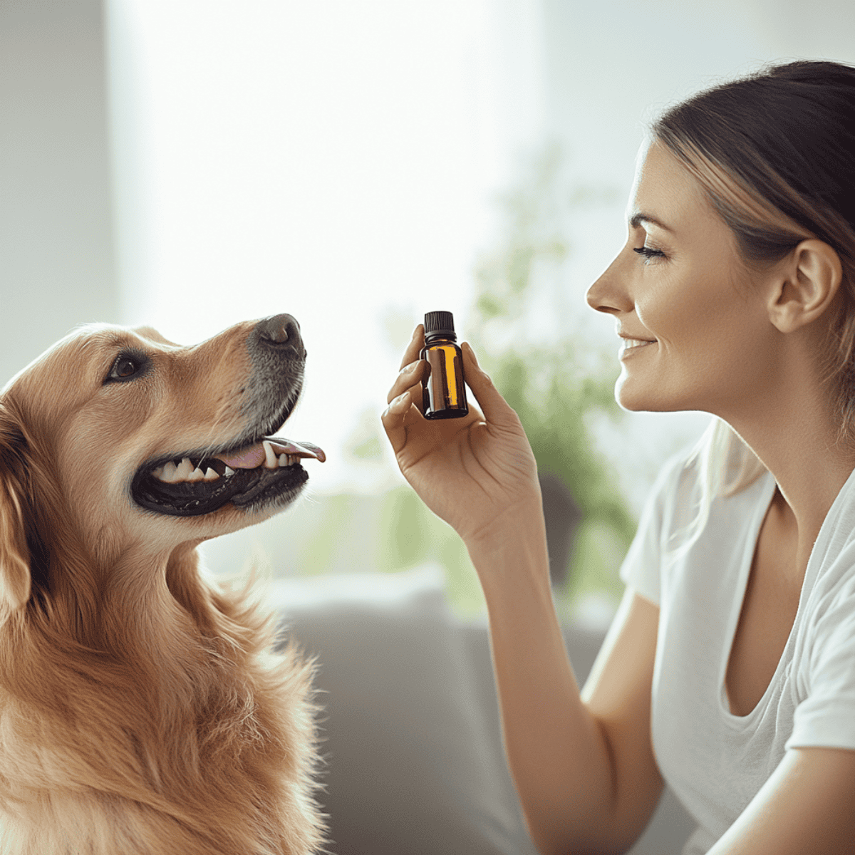 Pet CBD oil for dogs, calming supplement, natural anxiety relief.