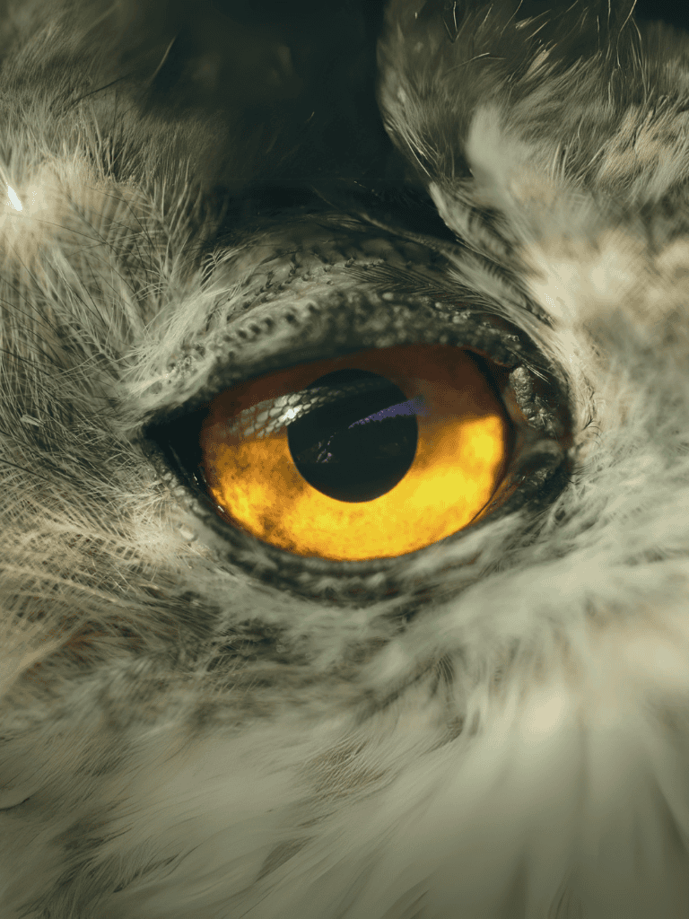 Close-up of a cat's vivid yellow eye with detailed fur around.